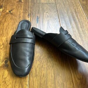 Born black leather flat slip on backless mule loafer 7.5 shoe